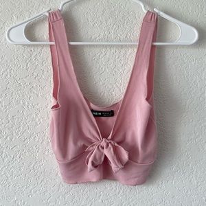 Shein | Pink Crop Top with Tie | Size Small
